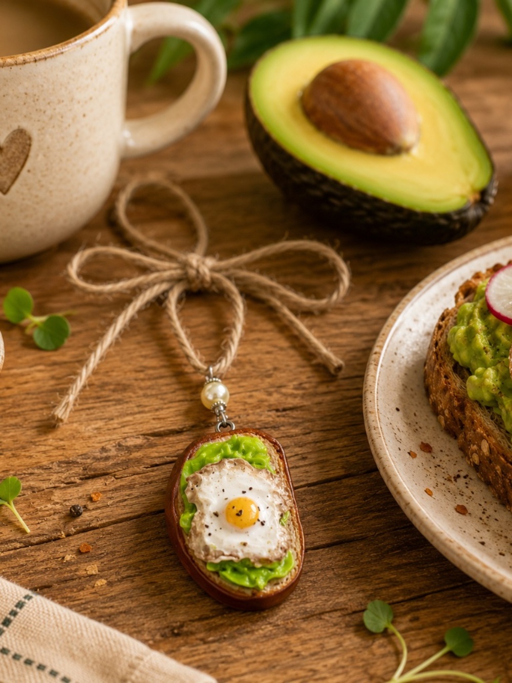 Avocado Toast Ornament | Handmade Breakfast Food Ornament | Avocado Toast Gift